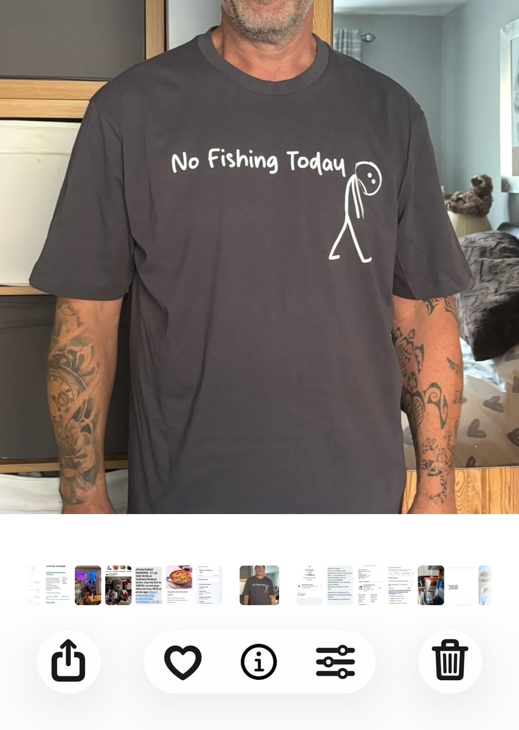 Customer photo review of No Fishing Today T-Shirt