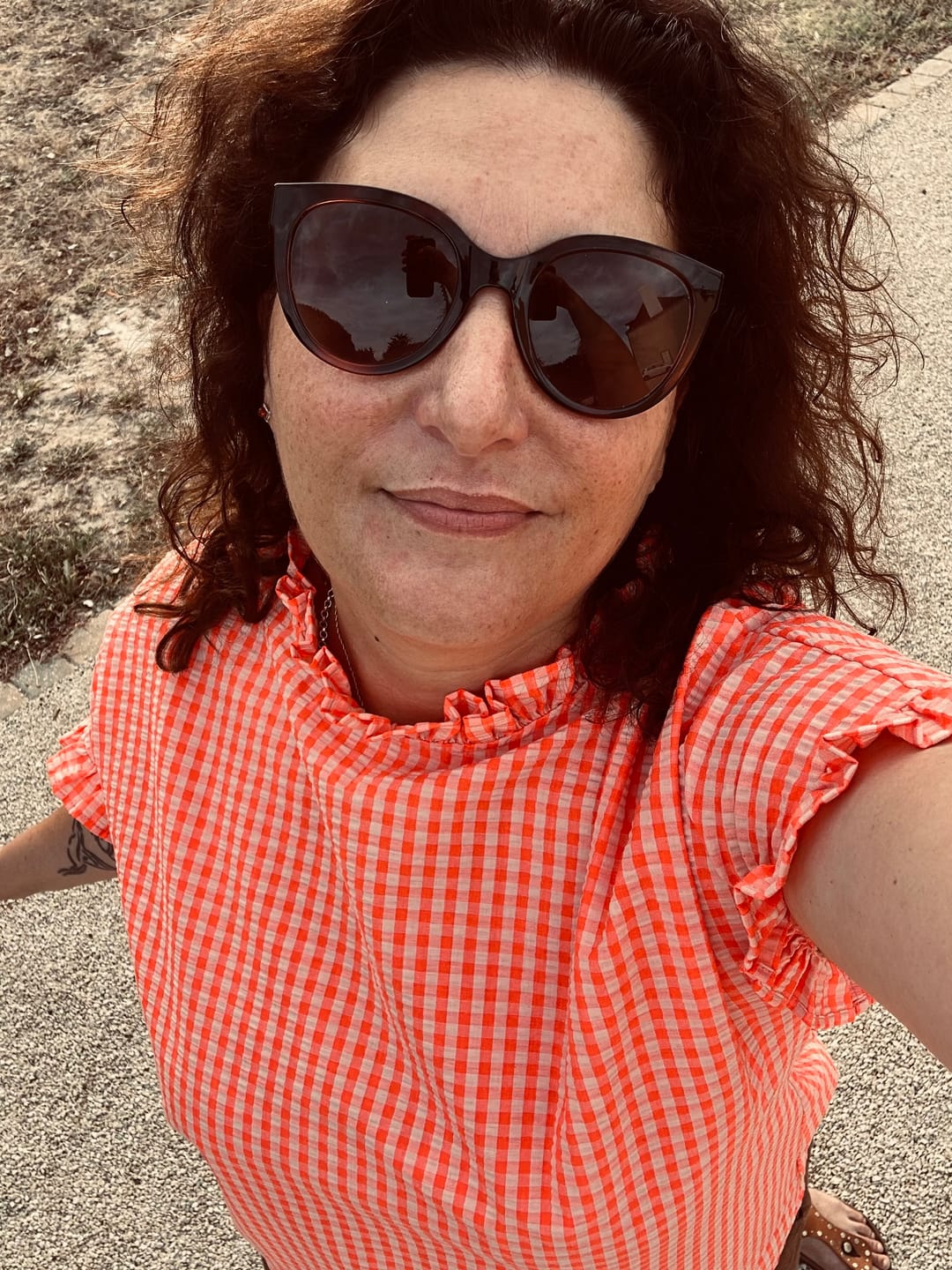 Customer photo review of Blouse Camélia – Seersucker vichy fluo