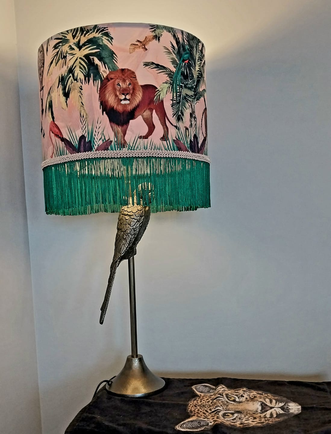 Customer photo review of Jungle Walk Pink Small Fringed Lampshade Stock
