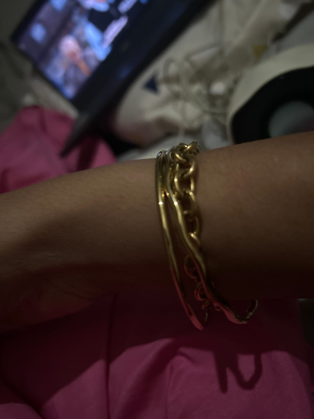 Customer photo review of Slim Golden Bangle