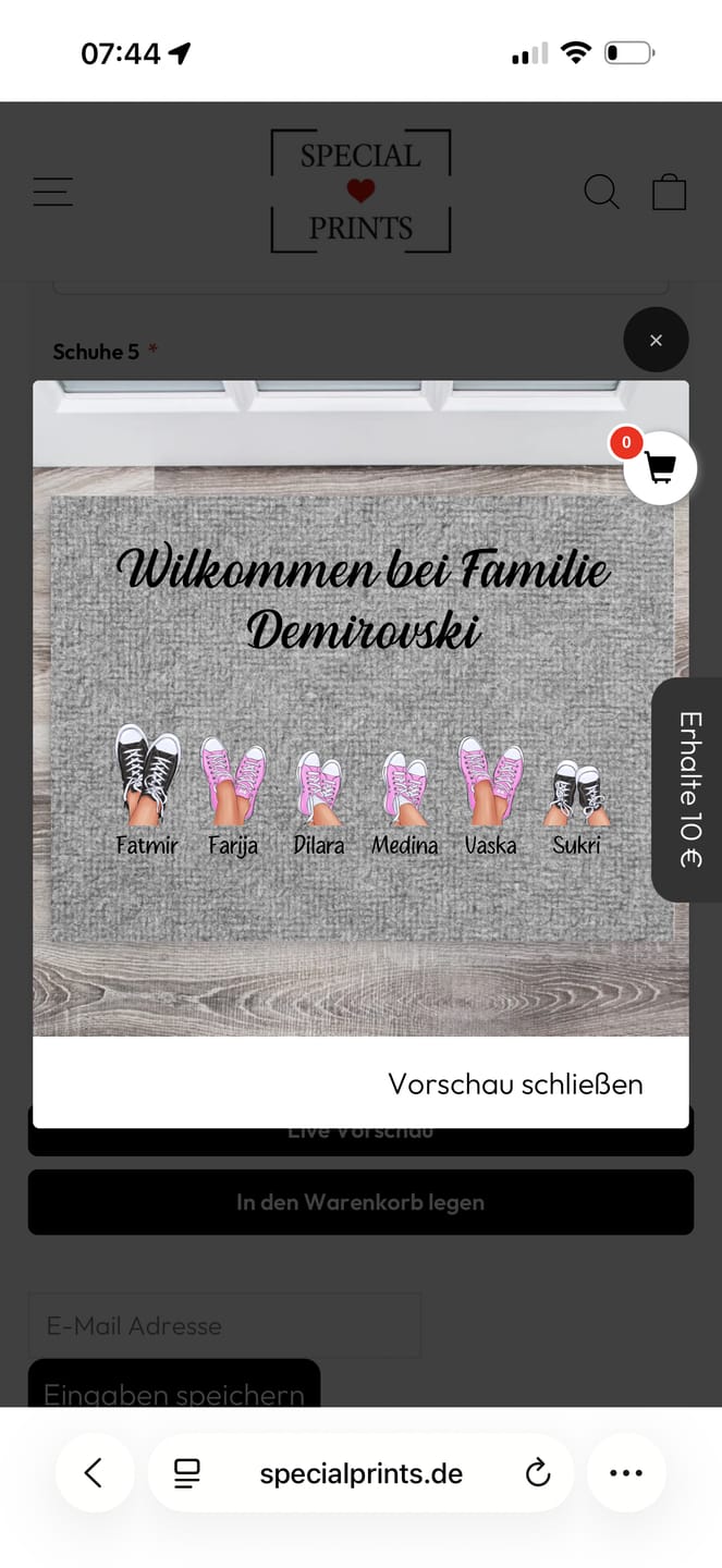Customer photo review of Sneaker - Personalisierte Fußmatte