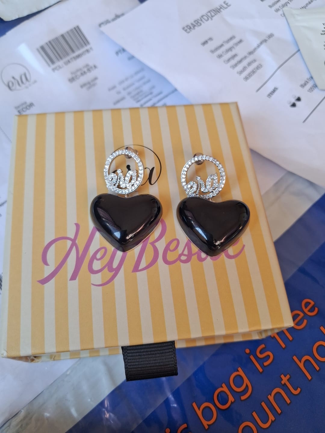 Customer photo review of Black Era Adore Silver Earrings