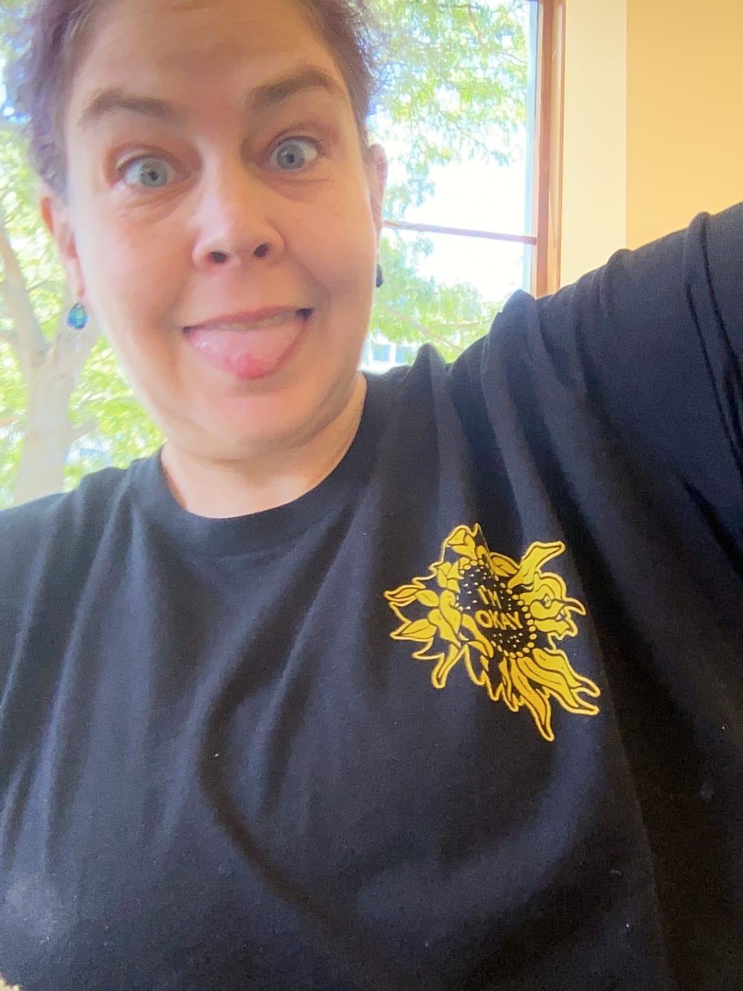 Customer photo review of I'm Okay Sunflower Tee