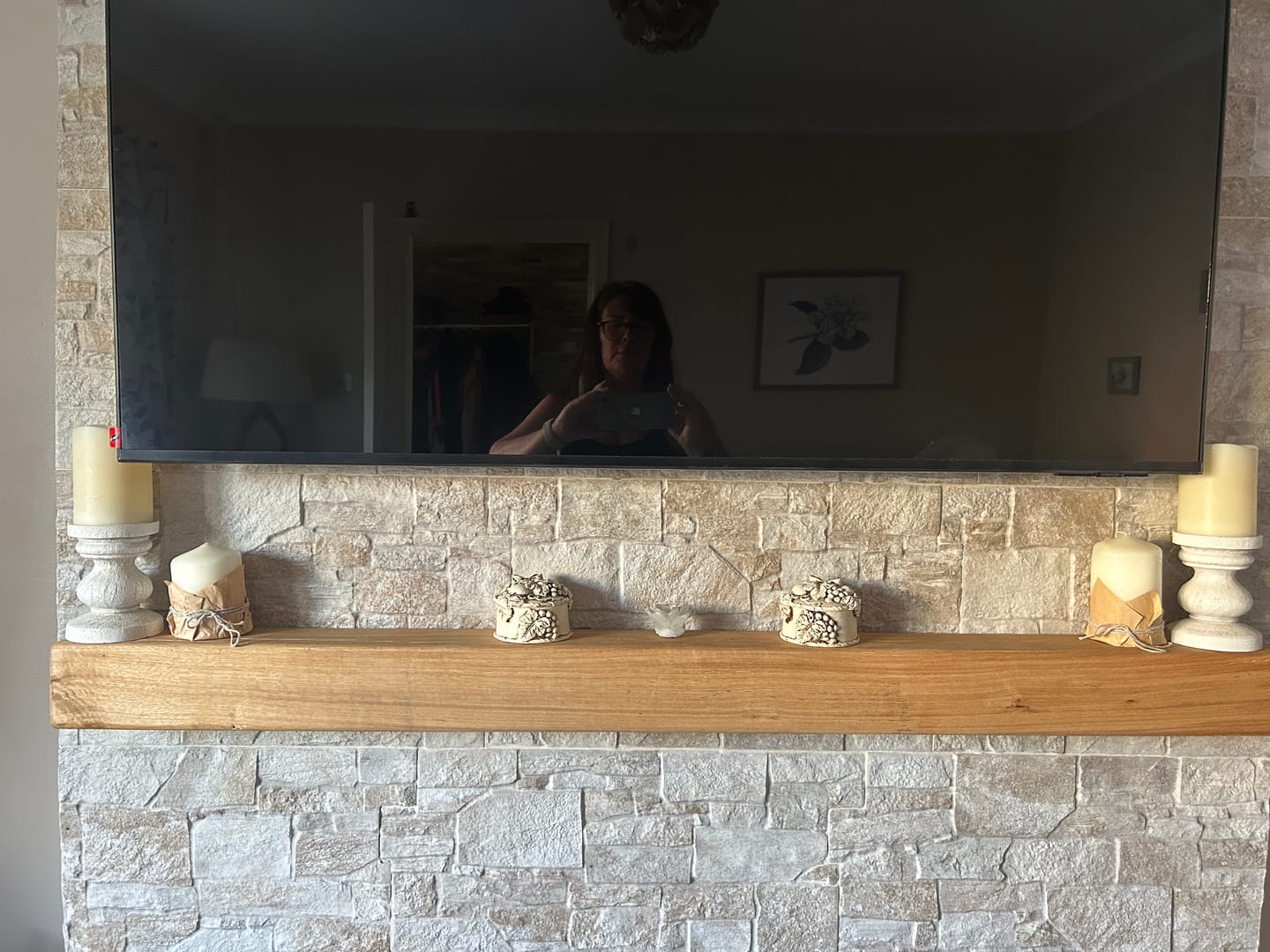 Customer photo review of Rustic Oak Fireplace Beam – 10×10 Mantel Beam