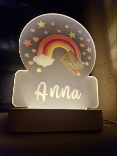 Customer photo review of Cute Rainbow Personalized Name Light