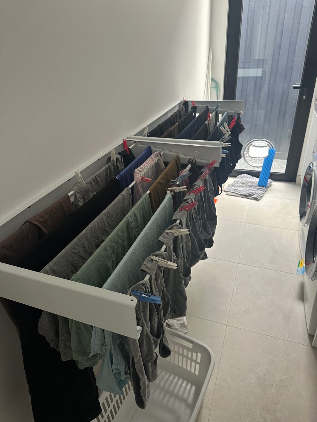 Customer photo review of Wall Mounted Drying Rack - Foldable Indoor and Outdoor Drying Rack