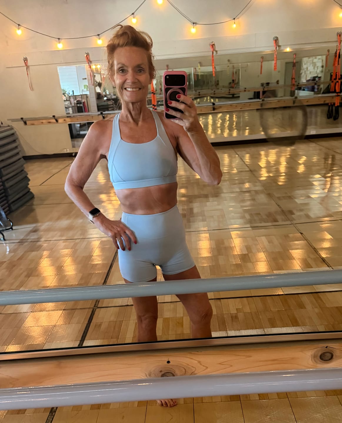 Customer photo review of The Eloise Sports Bra Shorts 2-Piece Set