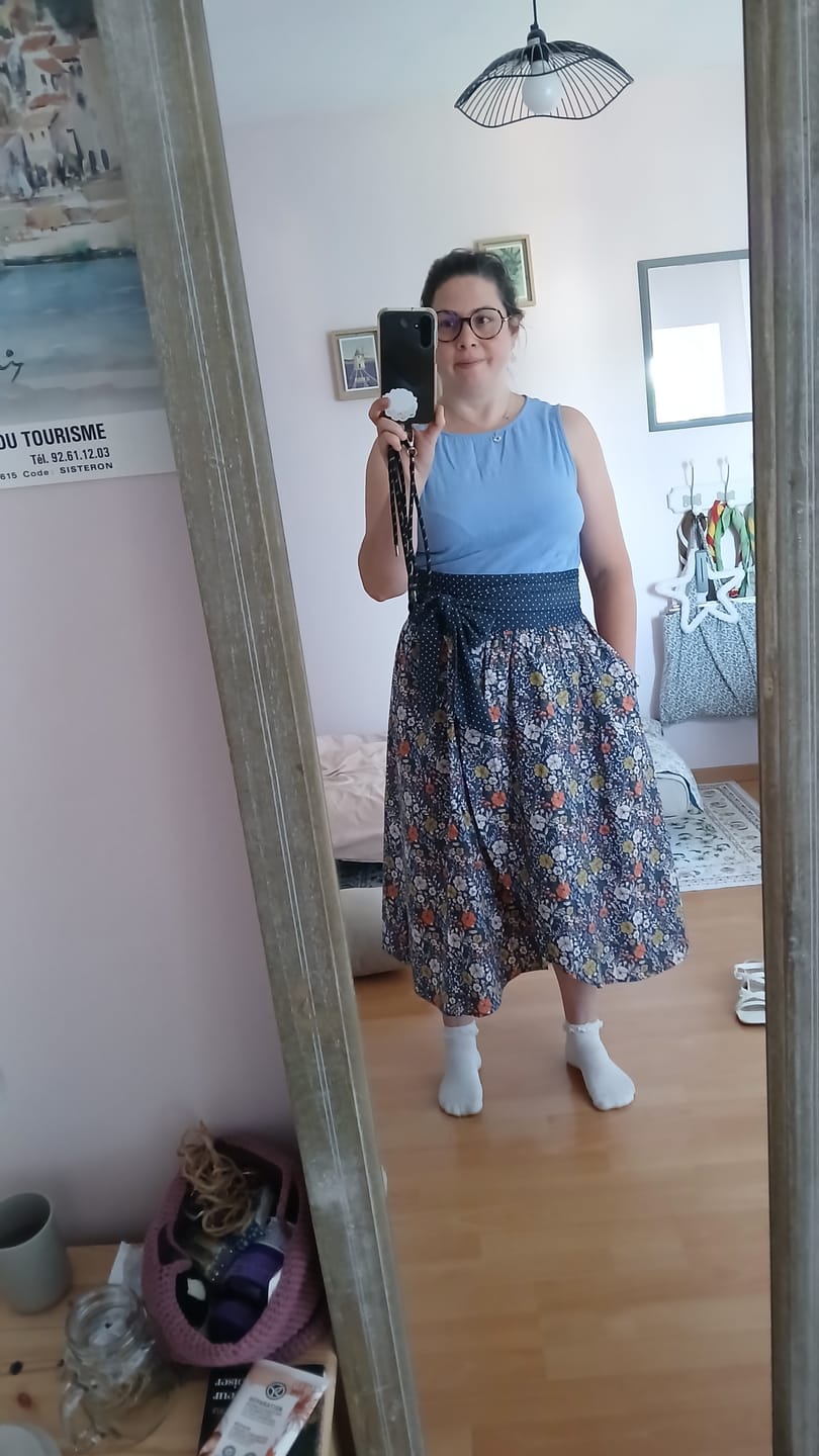 Customer photo review of Jupe Tina coton marine fleuri