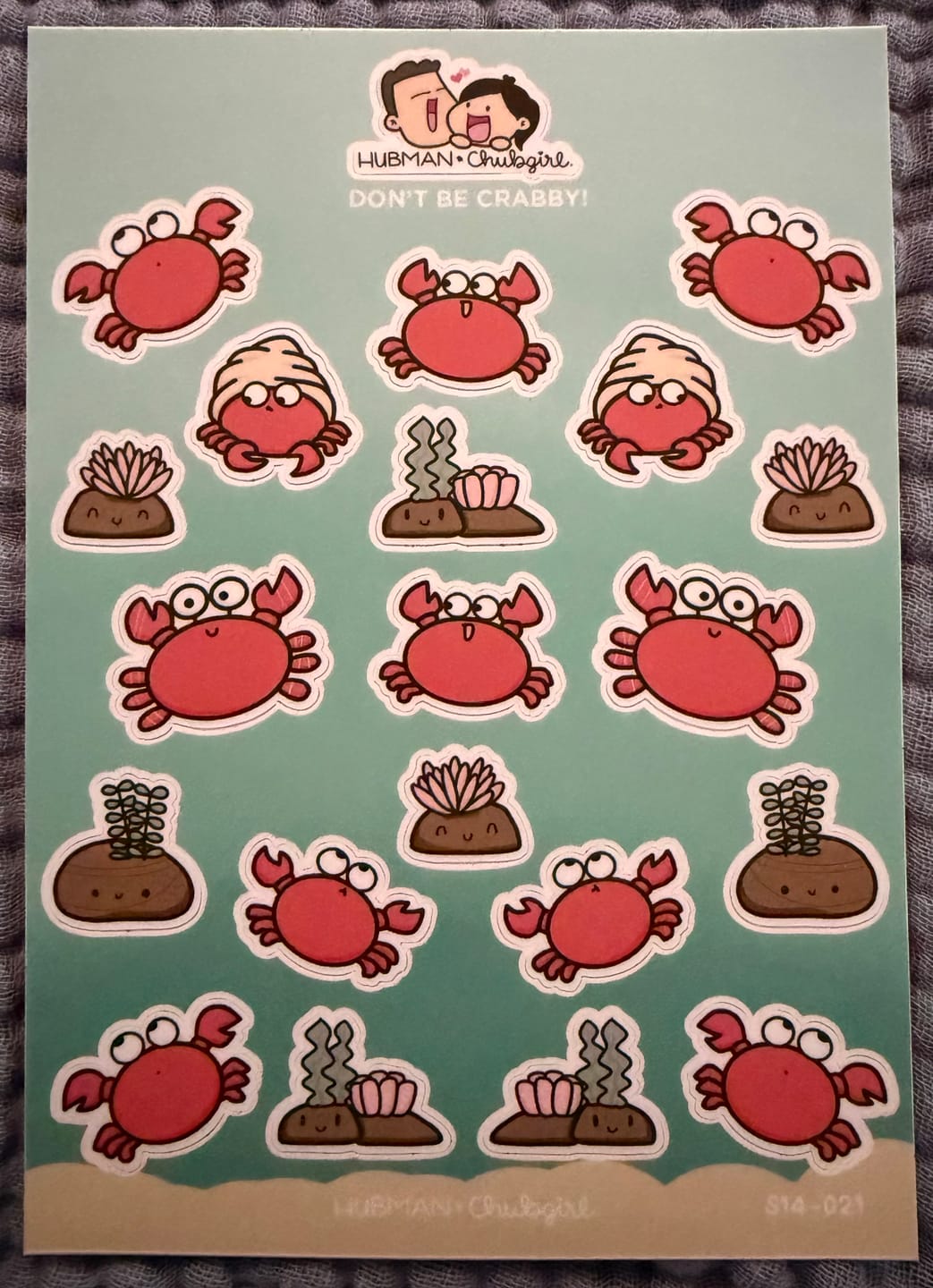 Customer photo review of Sticker Sheet - Don't Be Crabby!