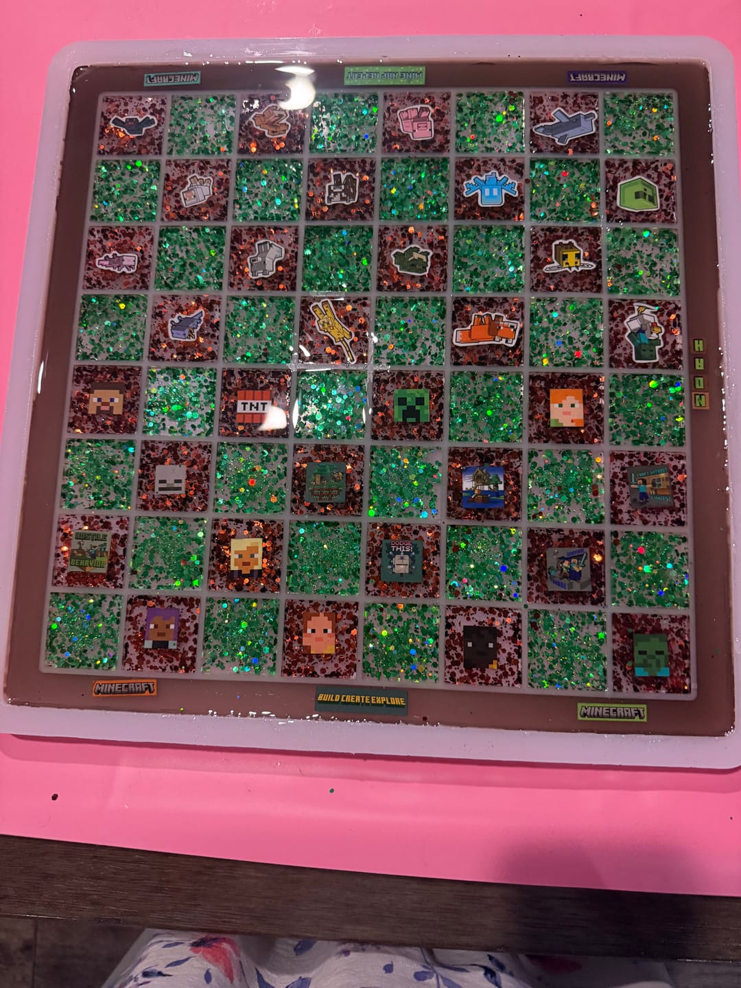 Customer photo review of 14.5x14.5x0.5" Medium Chess Board Silicone Mold With 1.5" Squares
