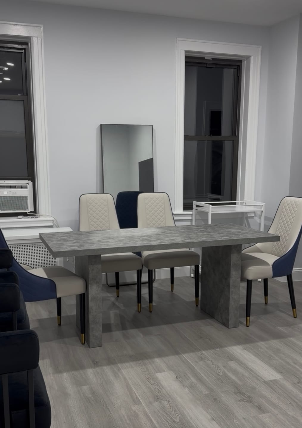Customer photo review of Todd Japandi Gray Wooden Rectangular 67" Double Pedestal Dining Table for 4-6 people