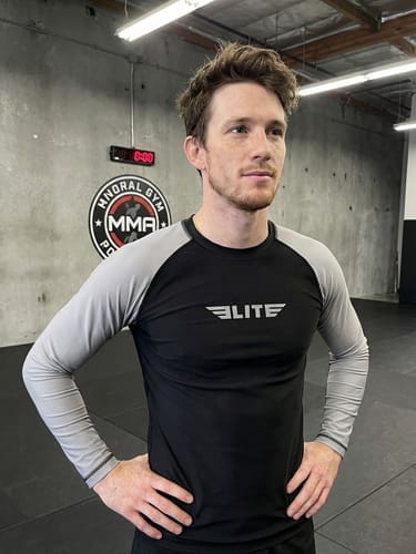 Customer photo review of Standard Gray Long Sleeve No-Gi Mens BJJ Rash Guard