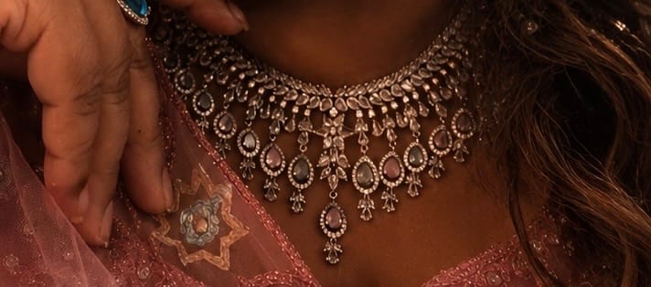 Customer photo review of Classic Baby Pink & Mint Crystal Bridal Necklace Set| Vinni’s Jewelry