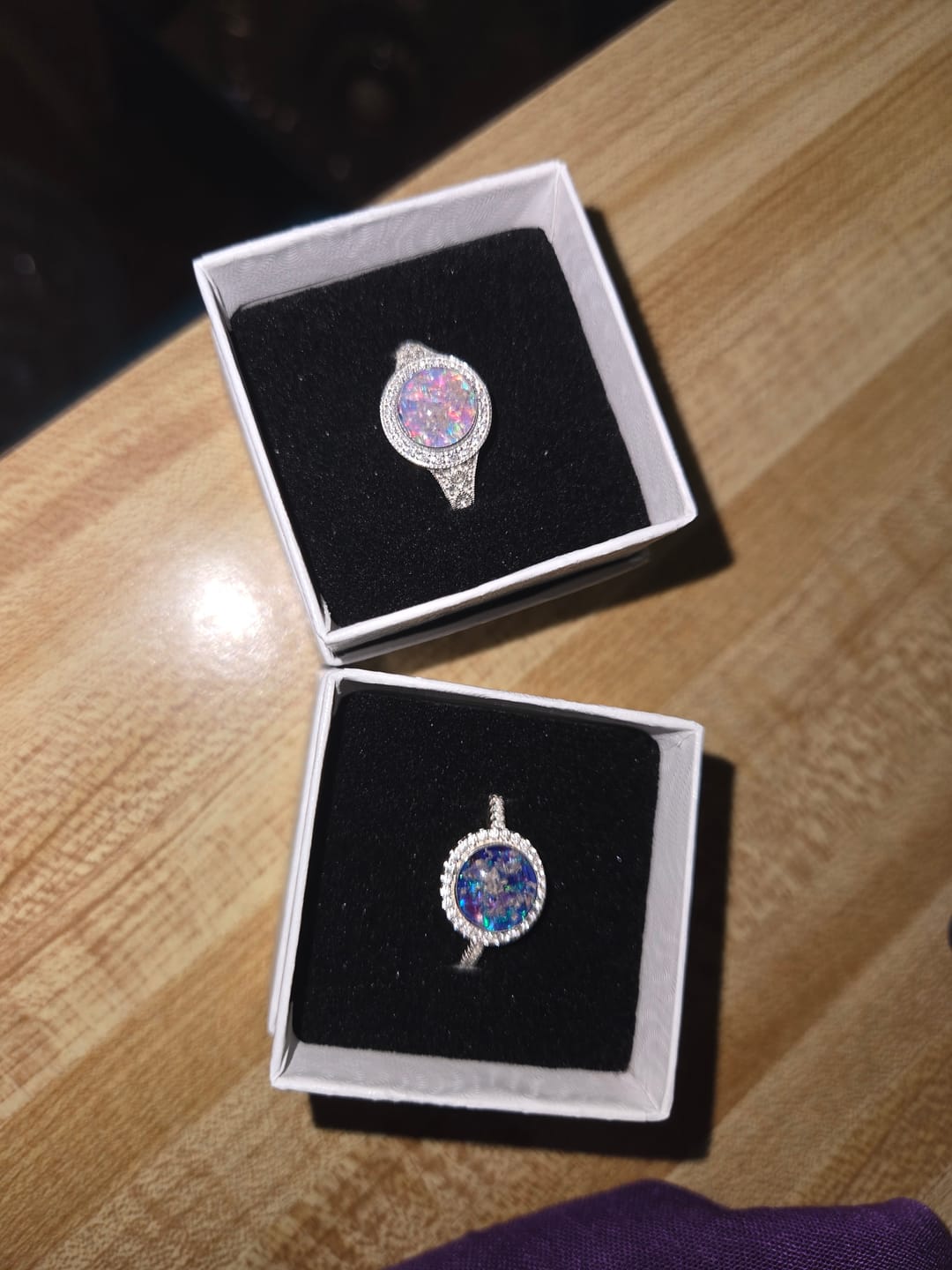 Customer photo review of Bedazzled Circle Opal Cremation Ring