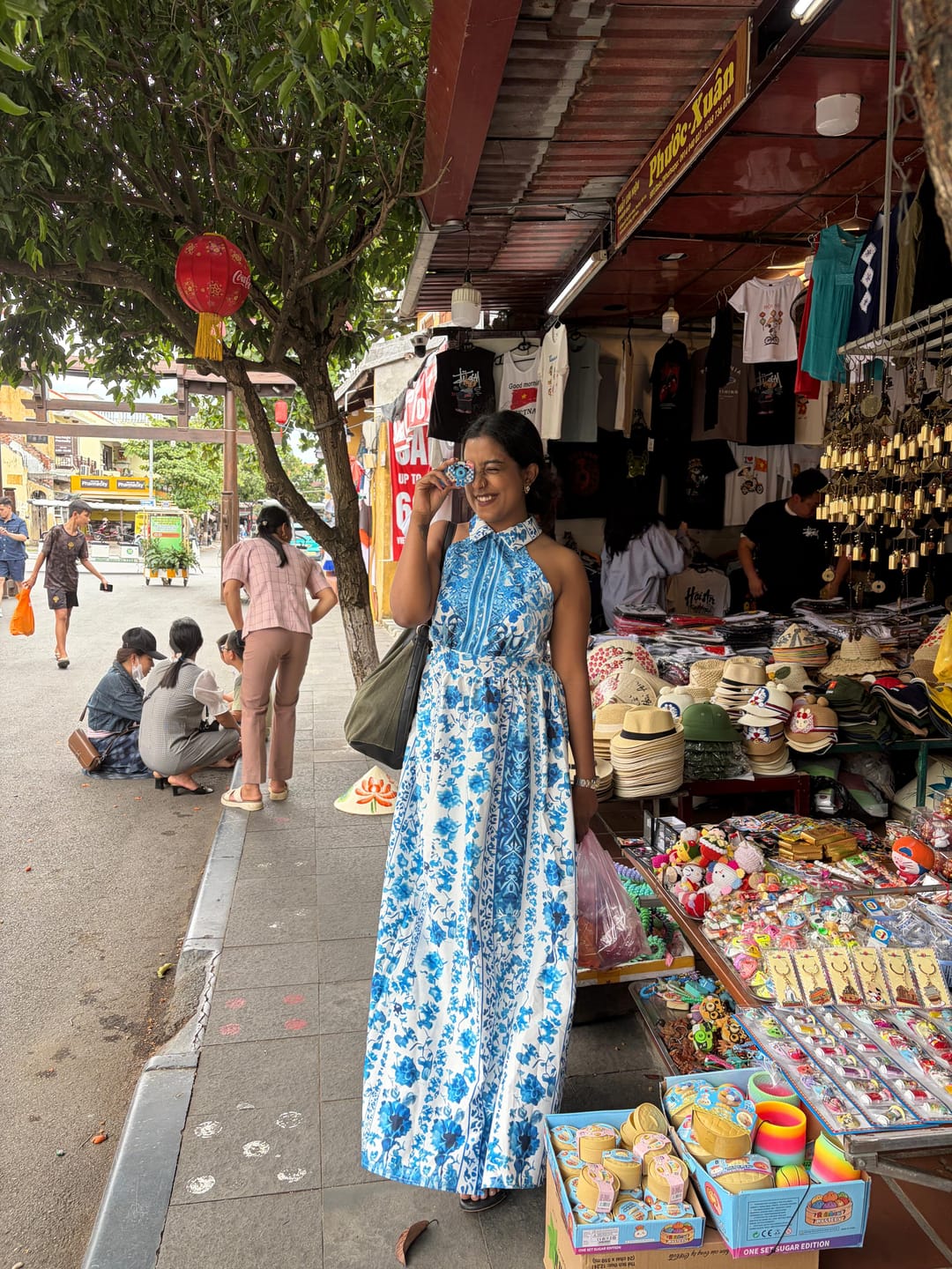 Customer photo review of Saffron Halterneck Floral Maxi Dress In Blue