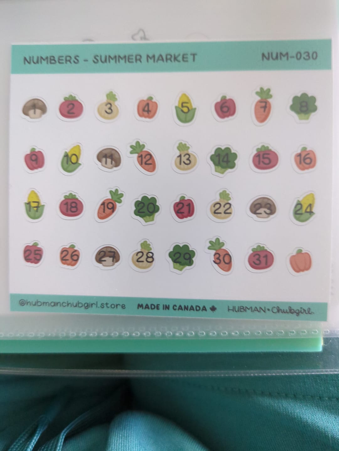 Customer photo review of Numbers - Summer Market Planner Stickers