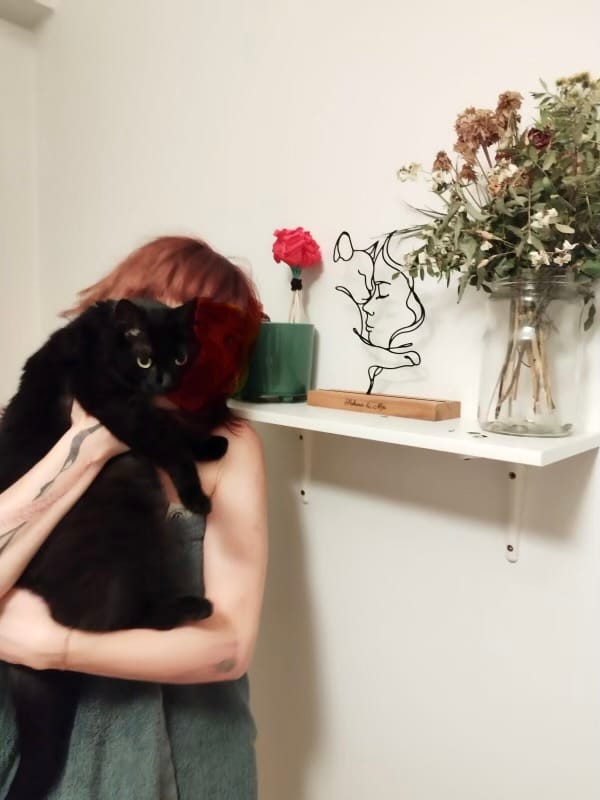 Customer photo review of ATLAS – Chat en métal sur socle bois – Cadeau original amoureux des chats
