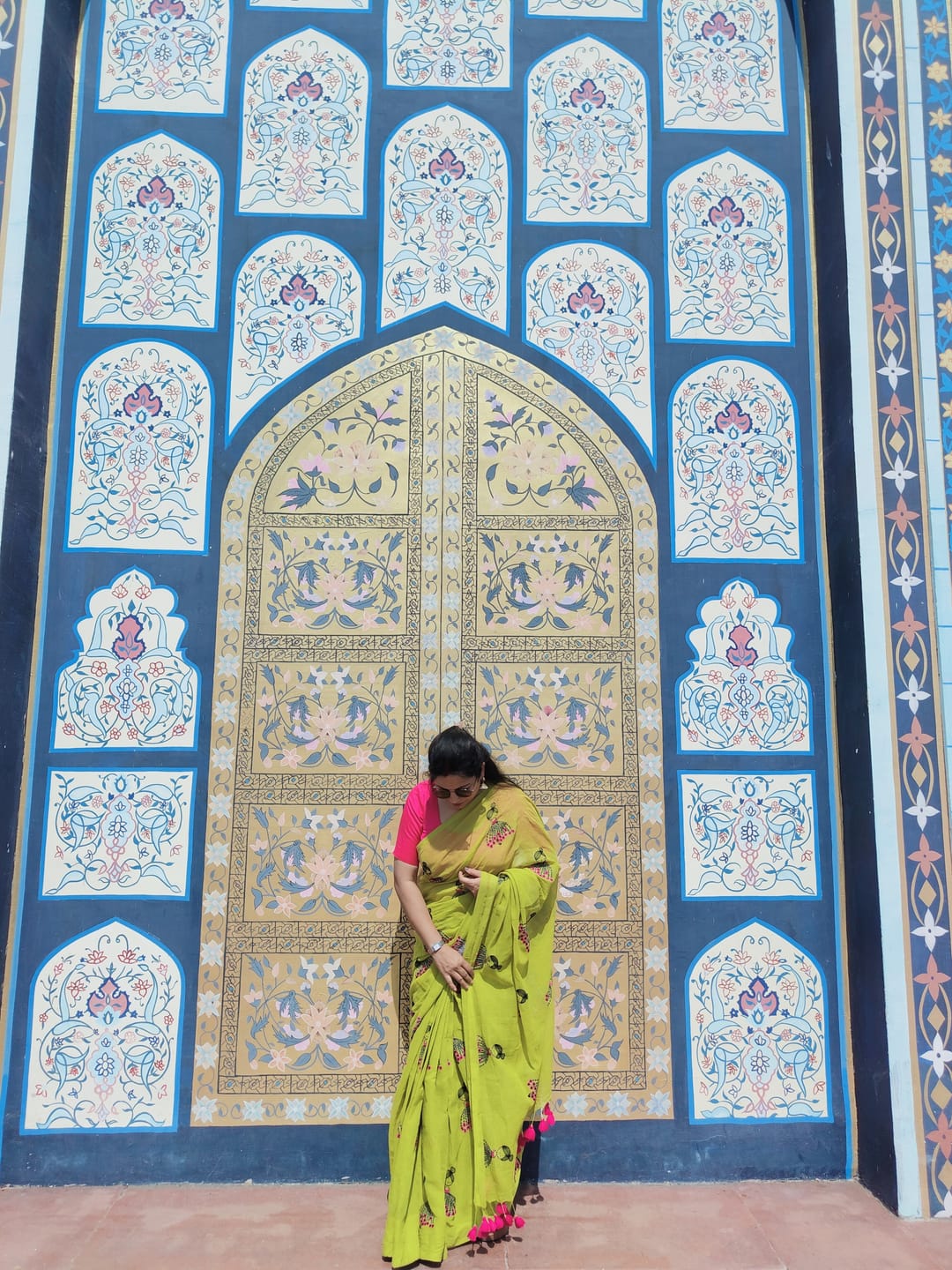 Customer photo review of Green Embroidery Mulmul Cotton Saree