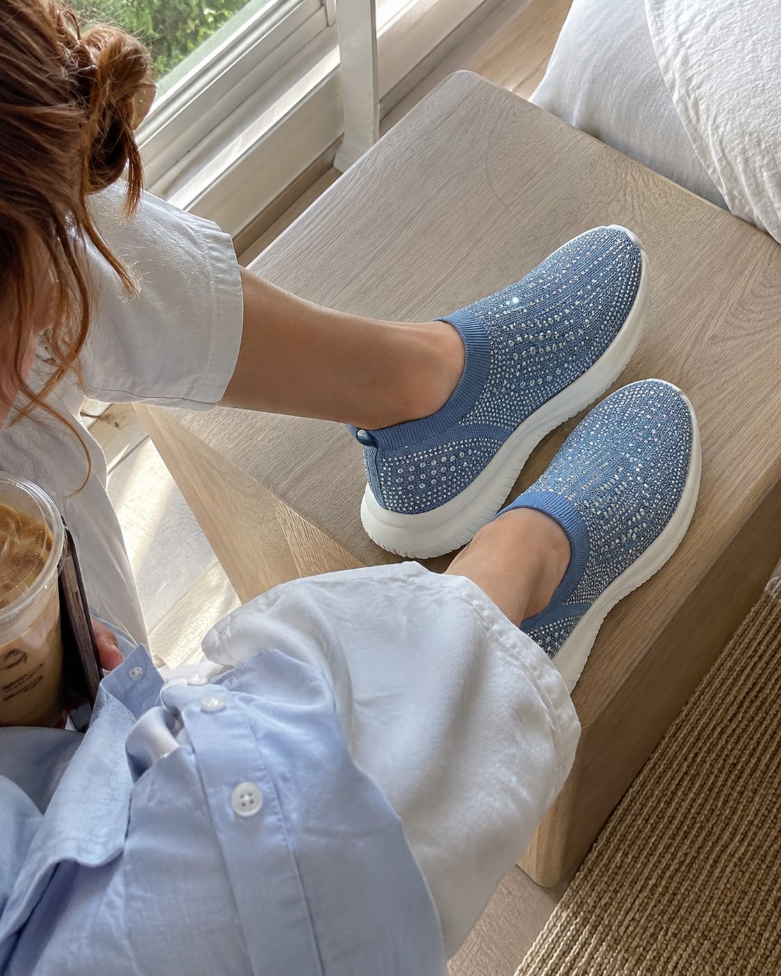 Customer photo review of Lucky Step Rhinestone Sock Sneakers
