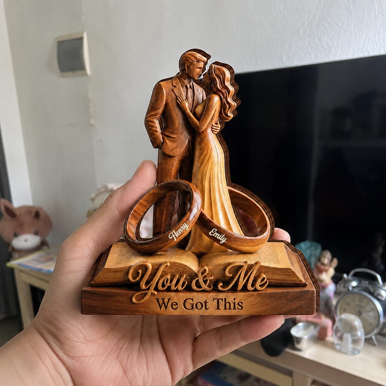 Customer photo review of You And Me We Got This - Personalized Customized 3-layered Wooden Plaque - Faith Love Gift For Couples, Wife, Husband