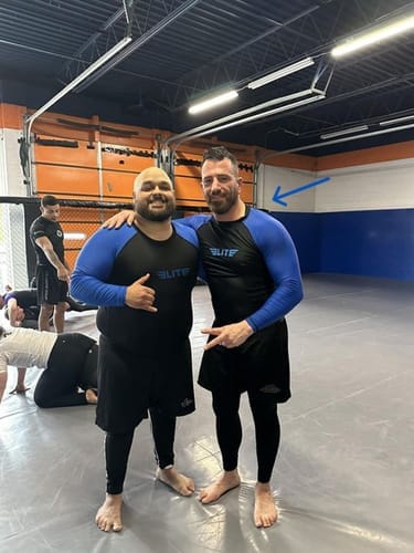 Customer photo review of Standard Blue Long Sleeve No-Gi Mens BJJ Rash Guard