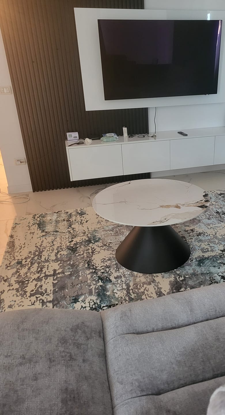 Customer photo review of Masuta cafea blat marmura GORETTI, alb/negru/auriu, otel, 80x80x42 cm