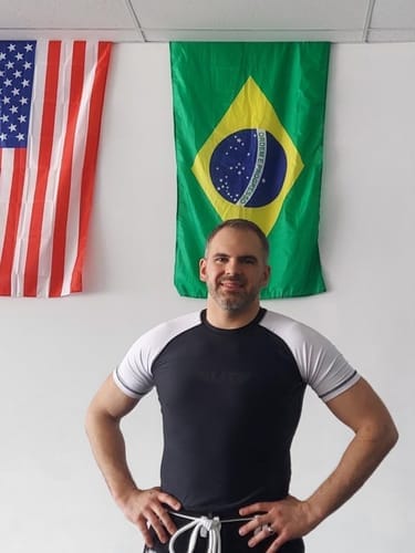 Customer photo review of Standard White Short Sleeve No-Gi Mens BJJ Rash Guard