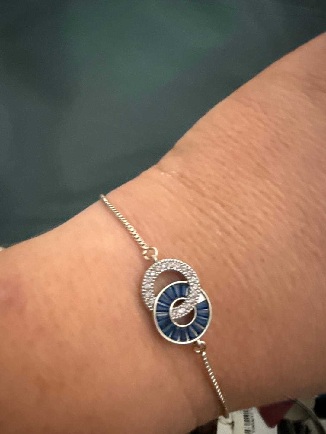 Customer photo review of Personalized Linked Birthstone Bracelet
