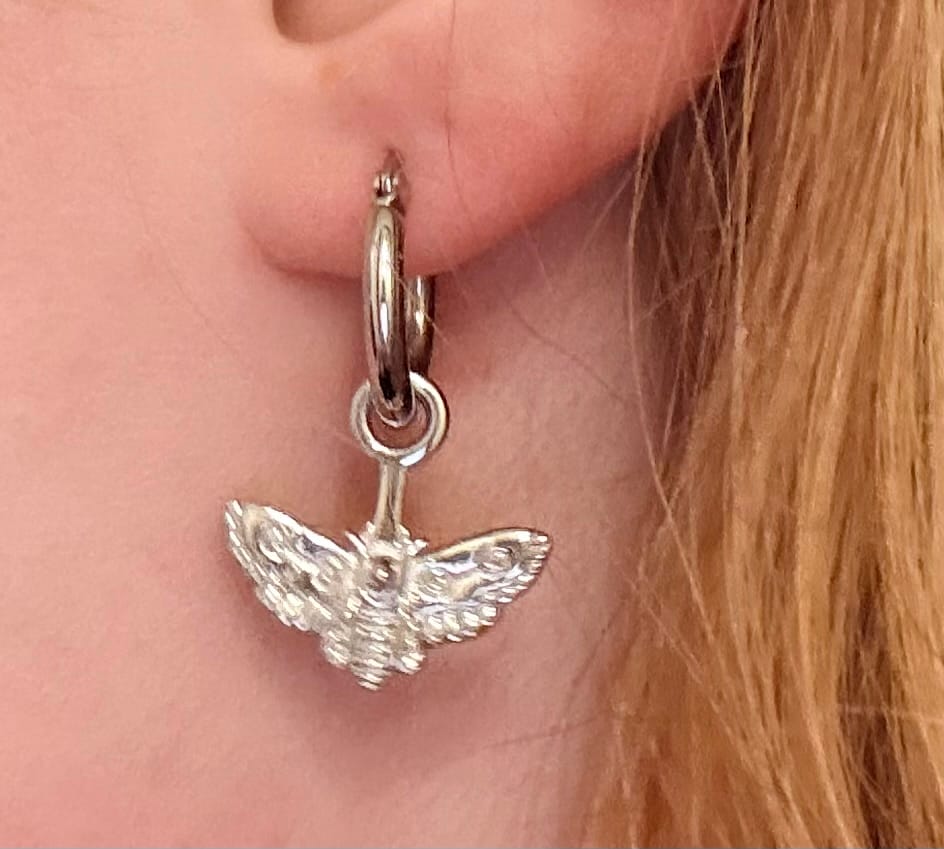 Customer photo review of MOTH DANGLE EARRING