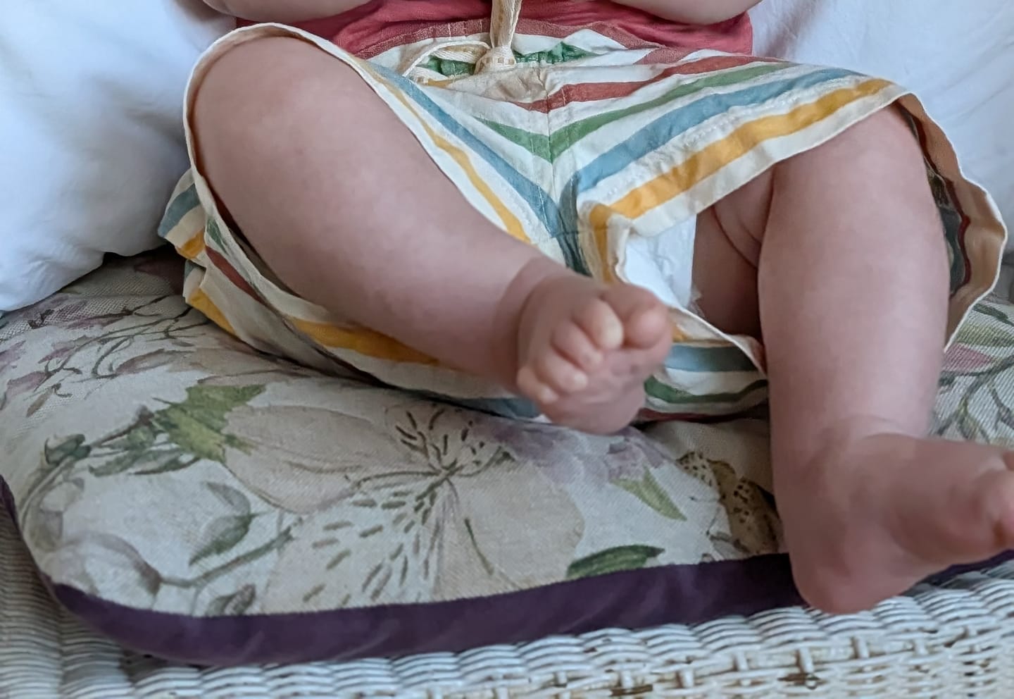 Customer photo review of By The Sea Rainbow Striped Seersucker Shorts