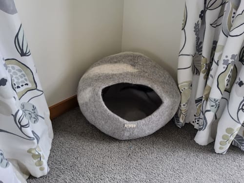 Customer photo review of Large Cat Cave - Grey Stone Cocoon
