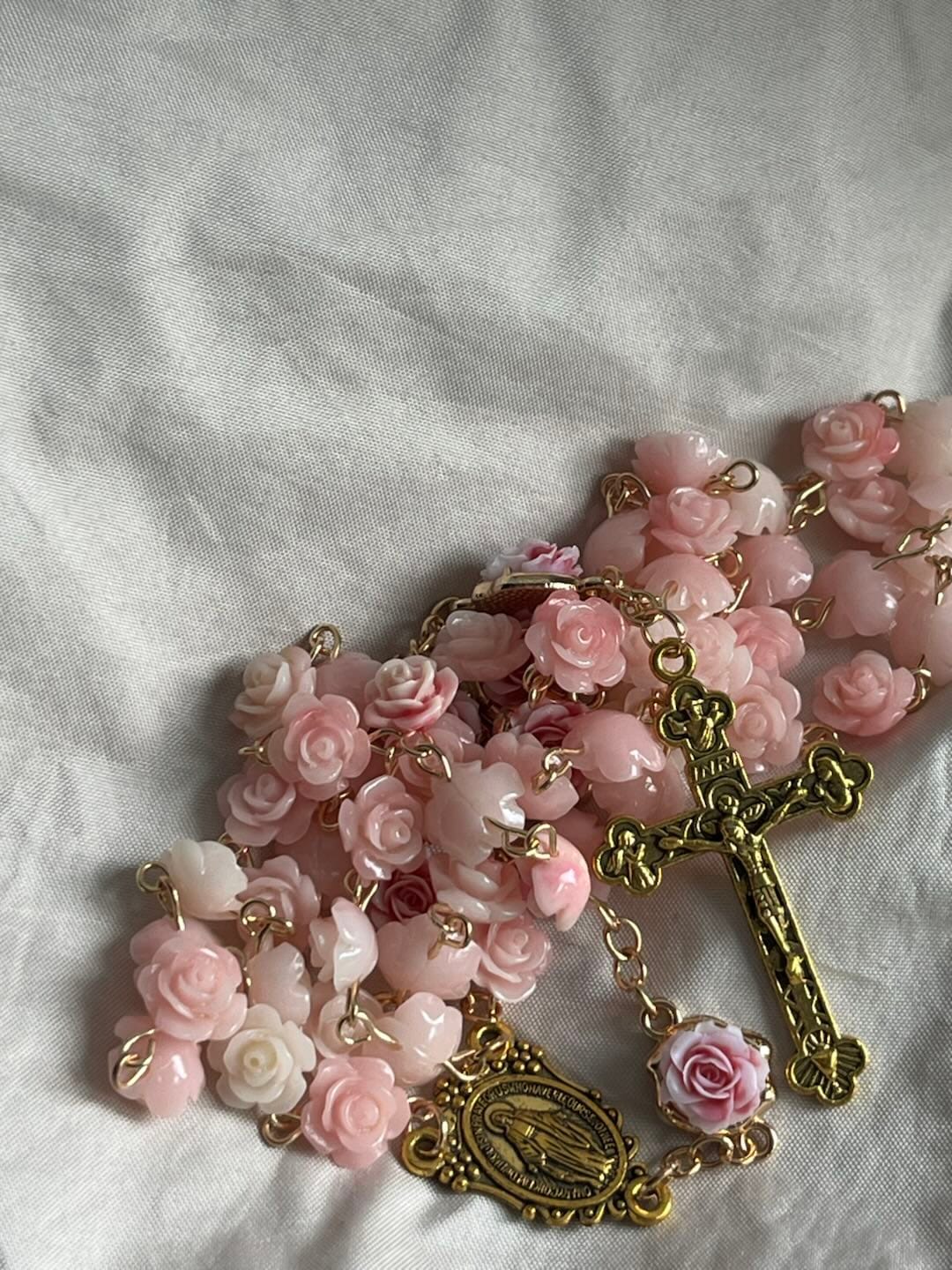 Customer photo review of Solacebeads Carved Rose Artistic Rosary: Gentle Devotion With Miraculous Medal & Crucifix