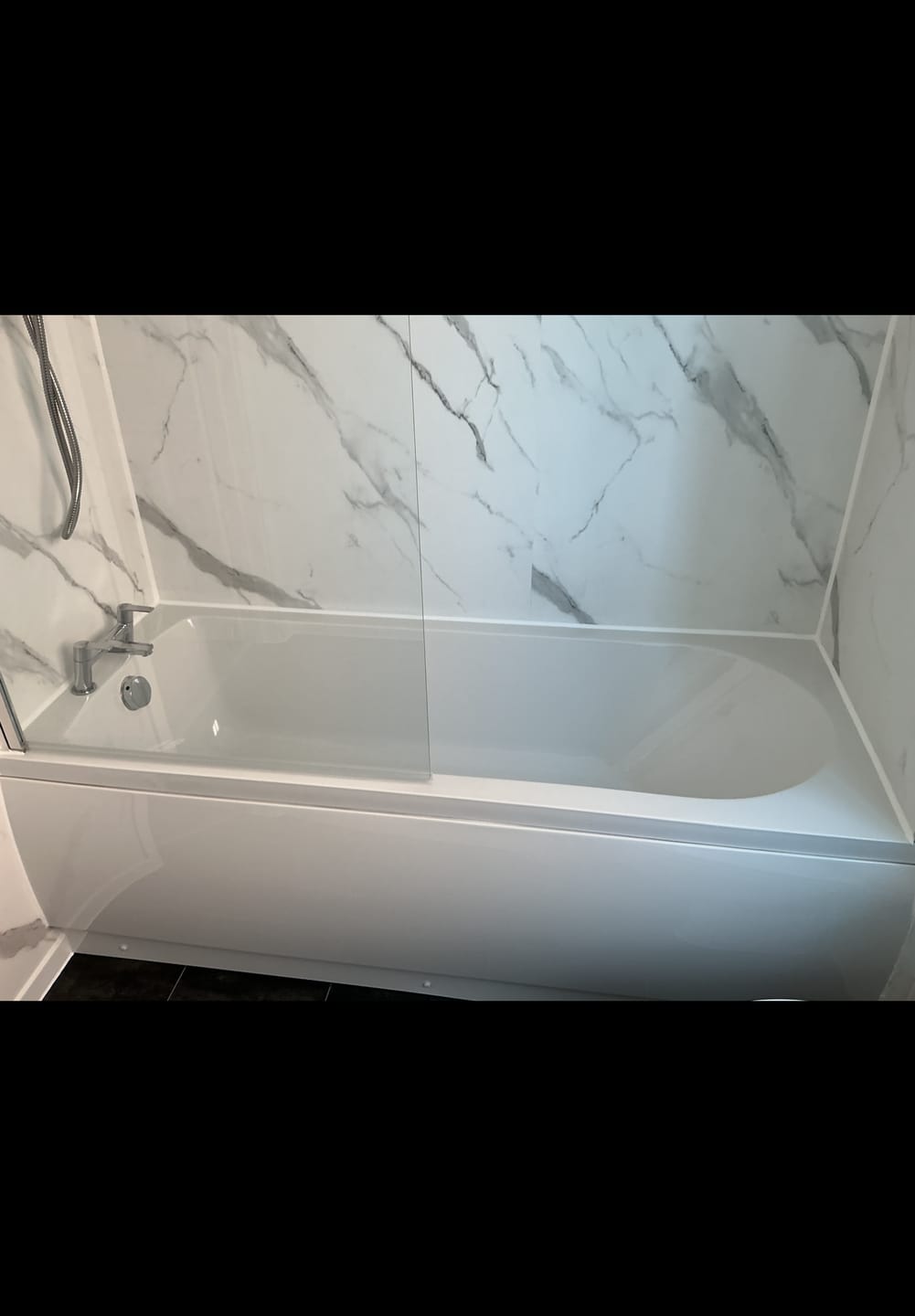 Customer photo review of 10mm Carrara Marble Matt Shower Panel 1M x 2.4M