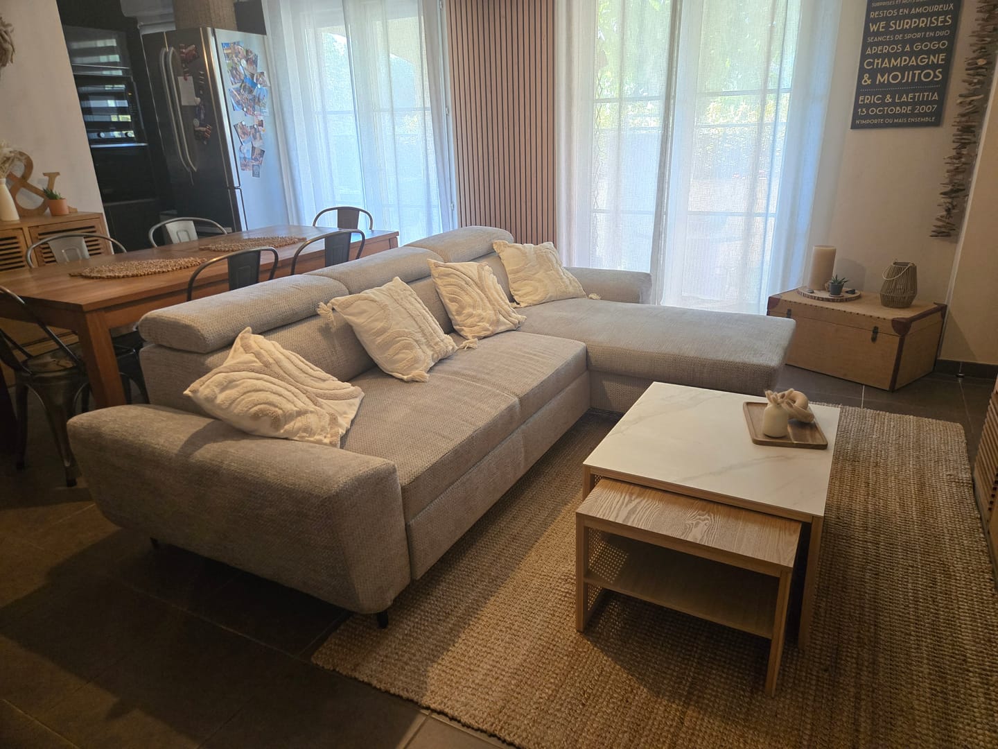 Customer photo review of TROMSO - Set de 2 tables basses gigognes en rotin et plateau effet marbre