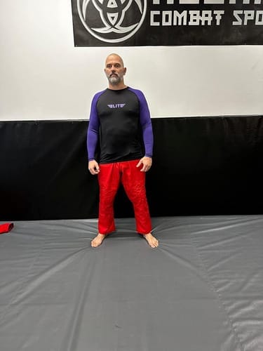 Customer photo review of Standard Purple Long Sleeve No-Gi Mens BJJ Rash Guard