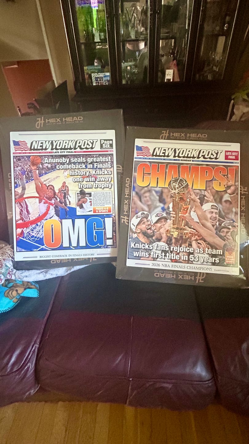 Customer photo review of New York Post Knicks 2026 NBA Finals CHAMPIONS! Front Page - JUNE 14, 2026