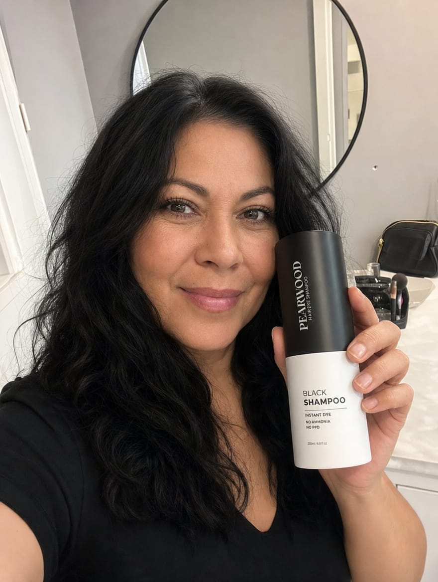 Customer photo review of Pearwood Color Renewing Shampoo
