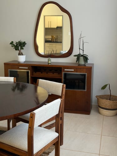 Customer photo review of Irregular Dark Walnut Pear Wood Wall Mirror - 2 Sizes
