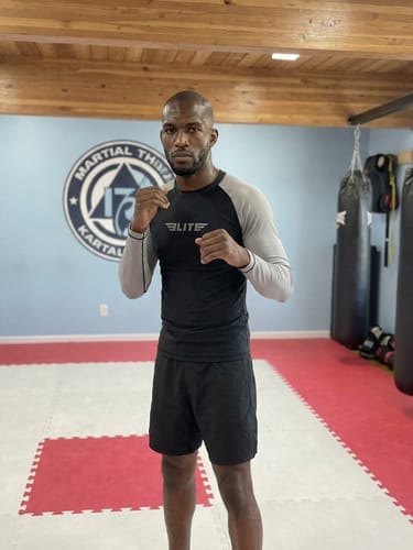 Customer photo review of Standard Gray Long Sleeve No-Gi Mens BJJ Rash Guard