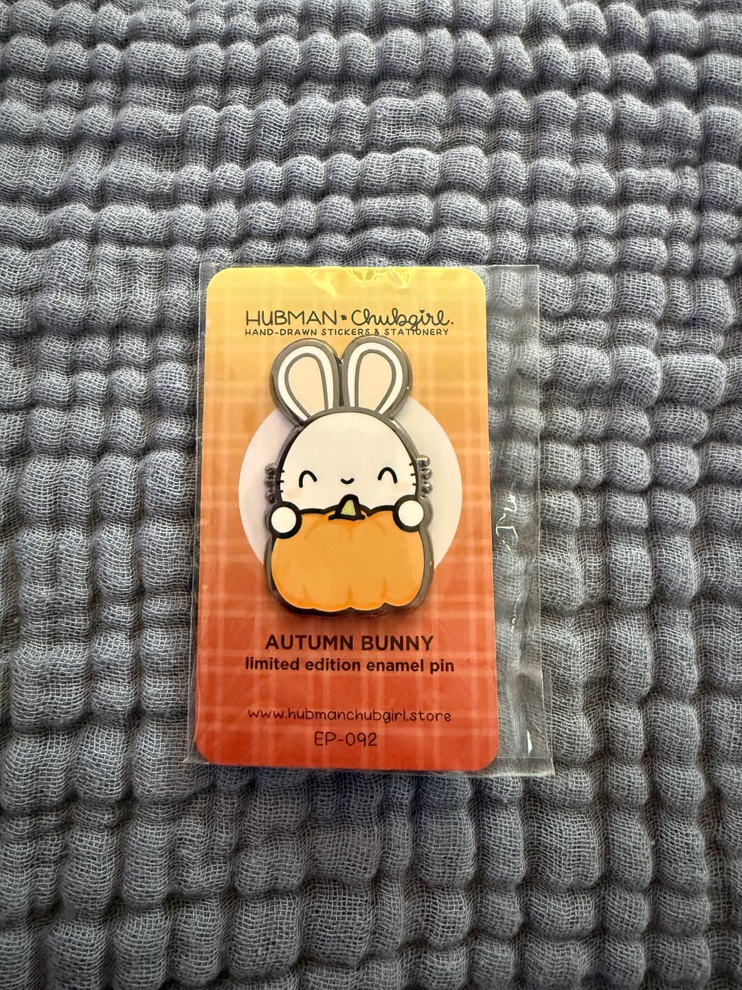 Customer photo review of Autumn Bunny Pin
