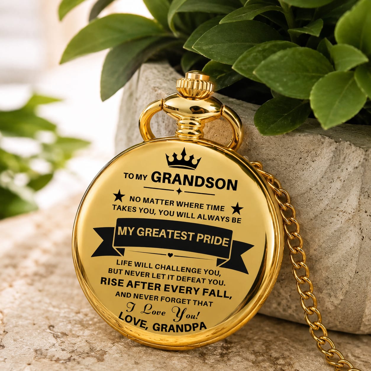 Customer photo review of To My Grandson / From Grandpa - Luxury Vintage Pocket Watch Gift SS#2607