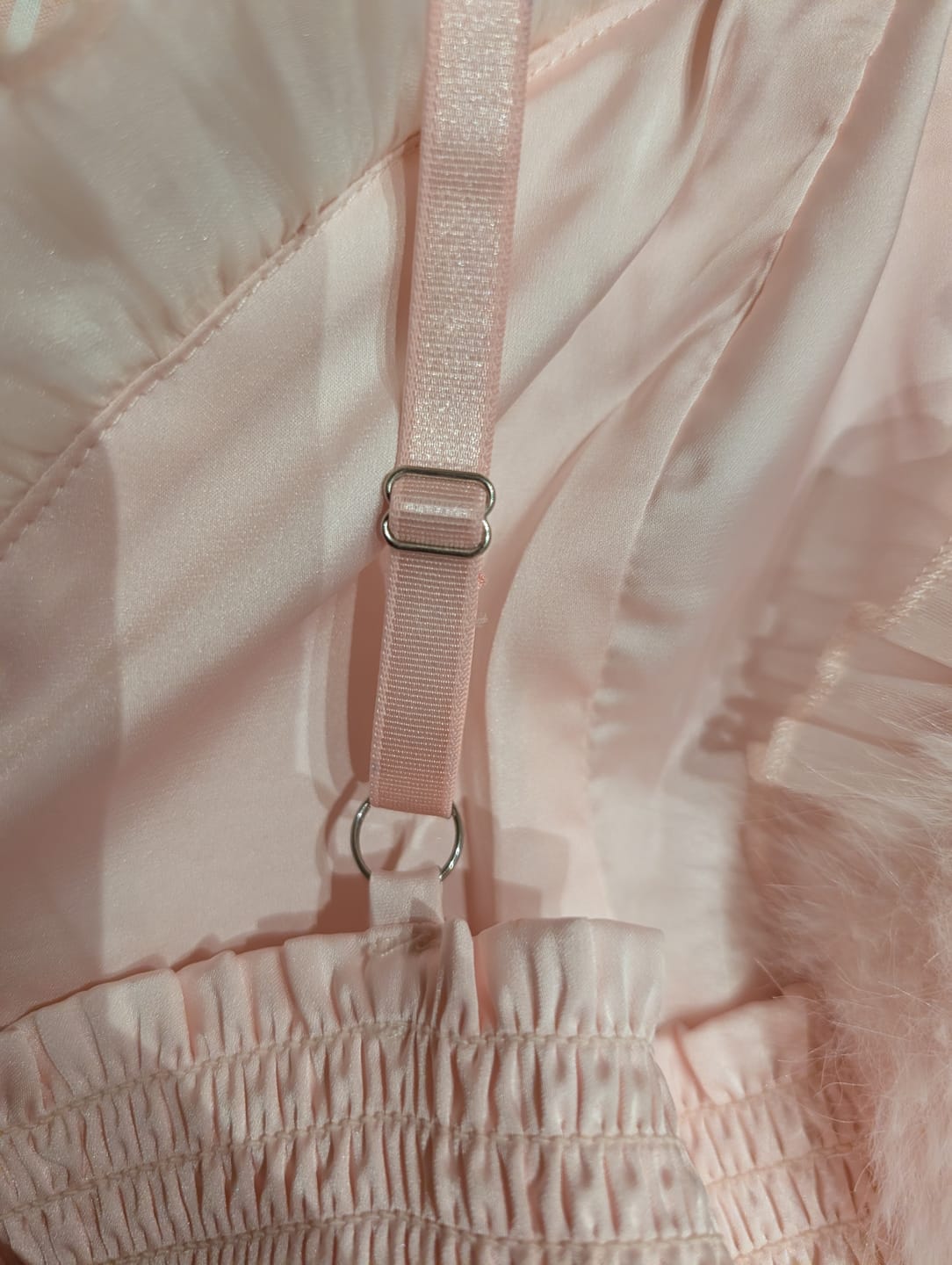 Customer photo review of Rosé Princess Fur Chiffon Babydoll Dress