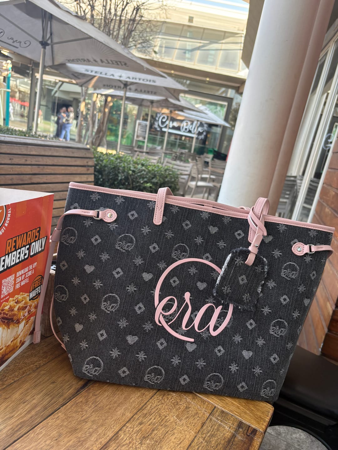 Customer photo review of Pink Muse Denim Tote