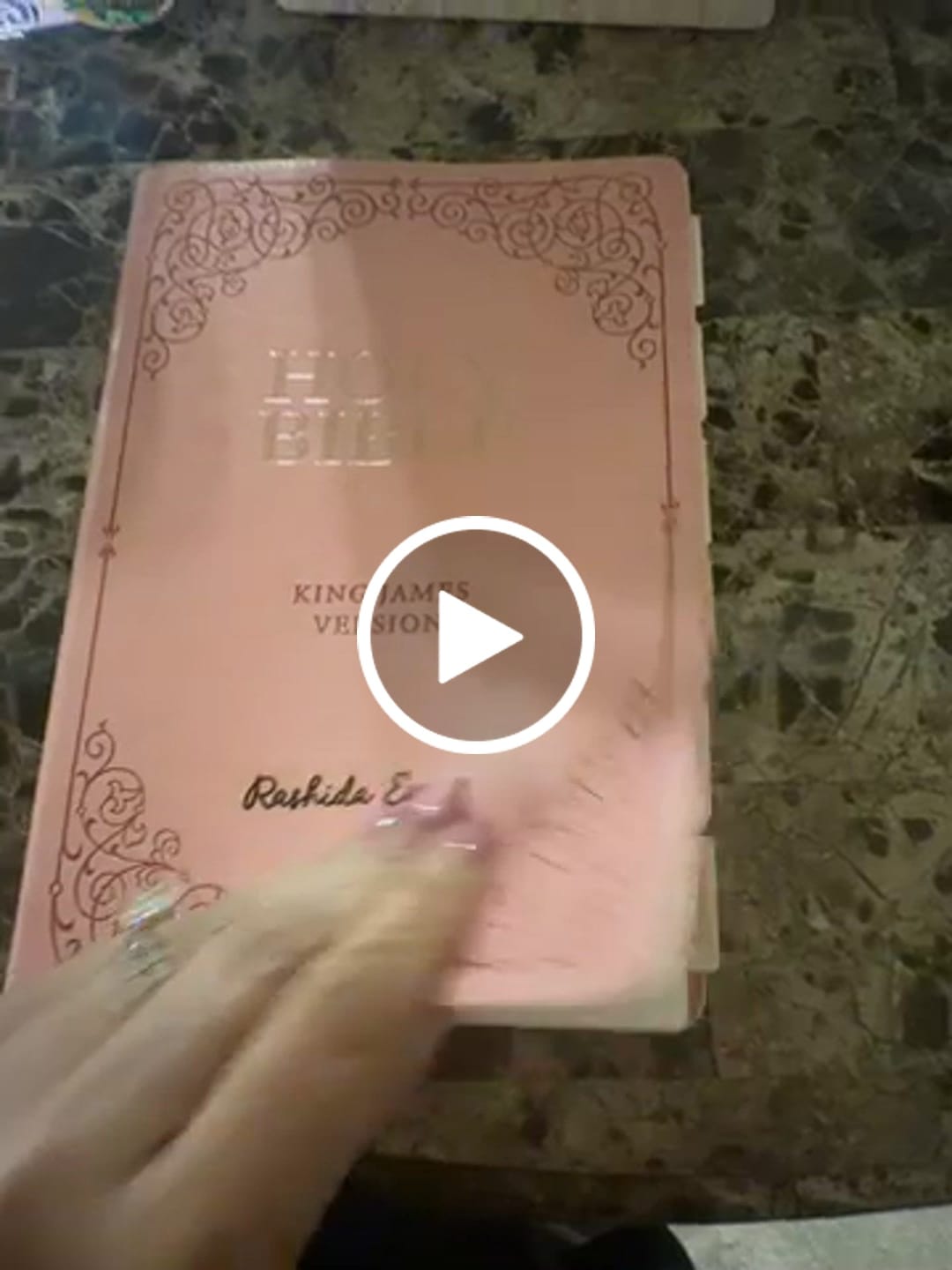 Customer video review of Pink KJV Bible with Engraving and Tab Options