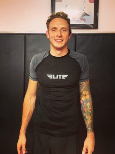 Customer photo review of Standard Gray Short Sleeve No-Gi Mens BJJ Rash Guard