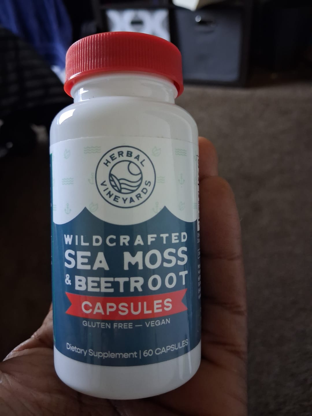 Customer photo review of Organic Sea Moss & Beet Root Capsules - 60 Count