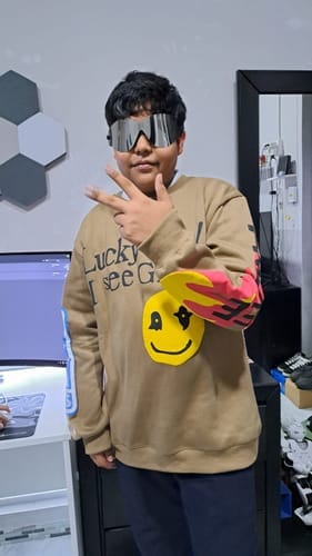 Customer photo review of Lucky Me! I See Ghosts Crewneck