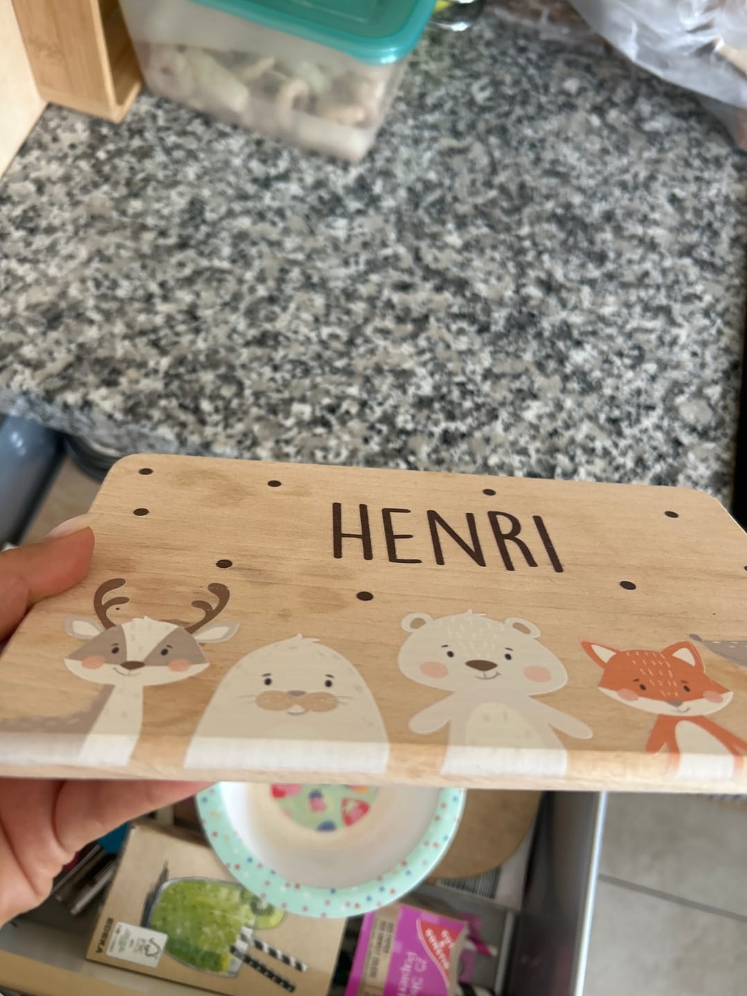 Customer photo review of Frühstücksbrettchen Holz Winter Animals
