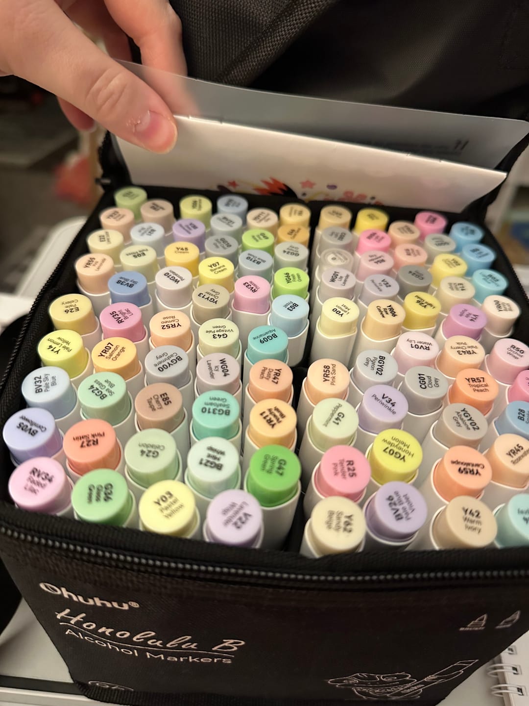 Customer photo review of Ohuhu Honolulu 96 Pastel Colors Alcohol Art Markers - Sweetness & Blossoming (New Color Codes)
