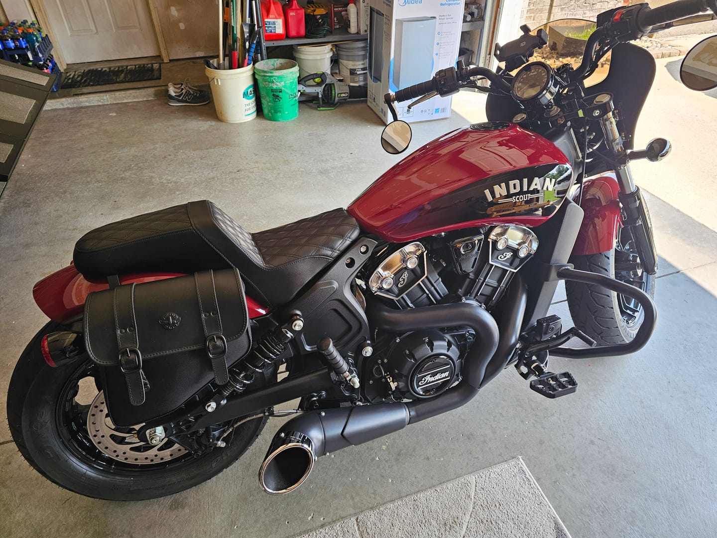 Customer photo review of Iron Born Diamond Stitch Indian Scout Bobber 2-Up Seat Black